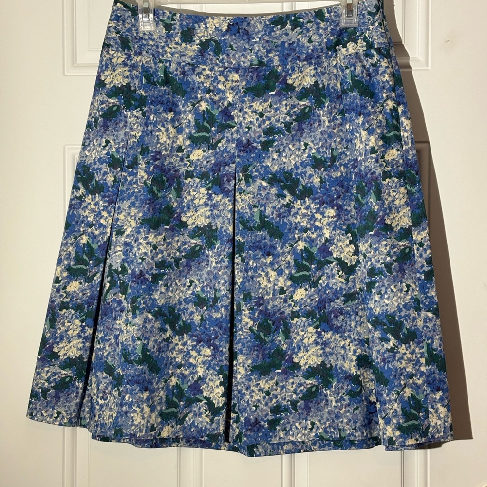 Talbots Blue Floral A-Line Skirt